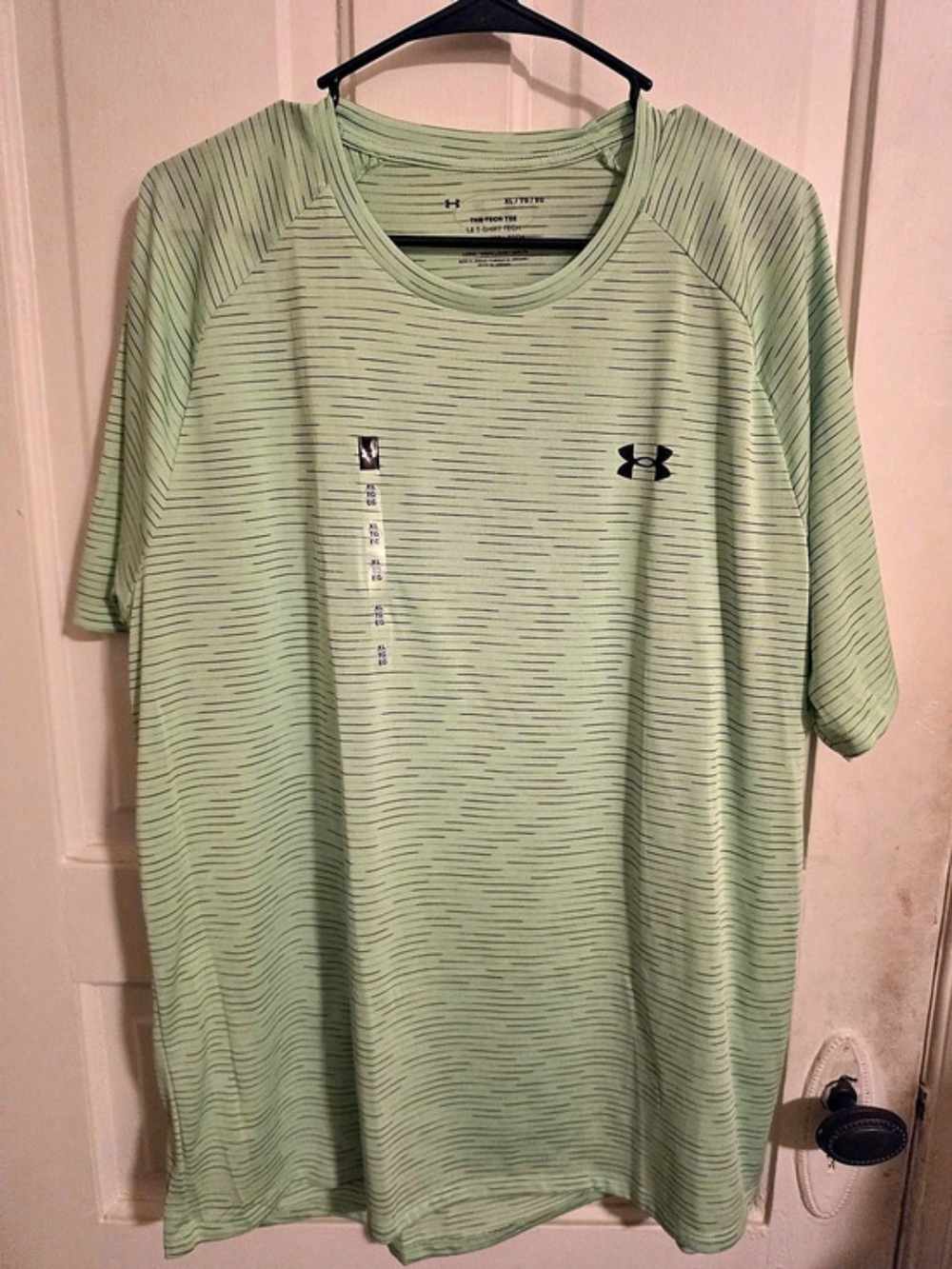 Under Armour Tech Tee Striped Athletic Tee in Green XL NWT